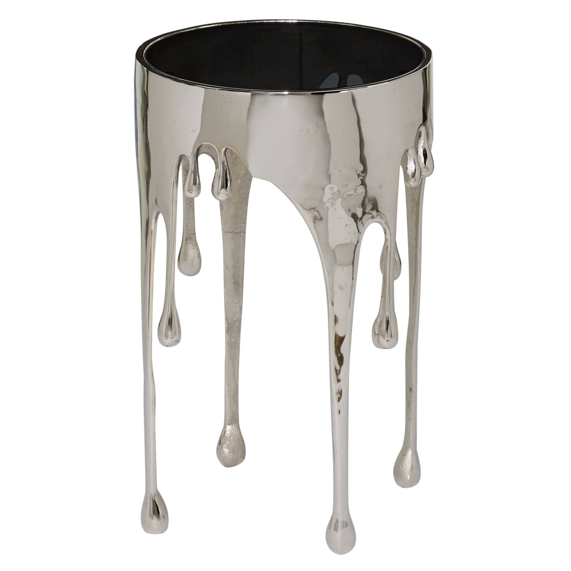 24" Silver Contemporary Aluminum Accent Table